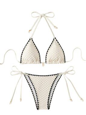 SHENHE Women's 2 Piece Triangle Halter Tie Side Bikini Swimsuit Sets
